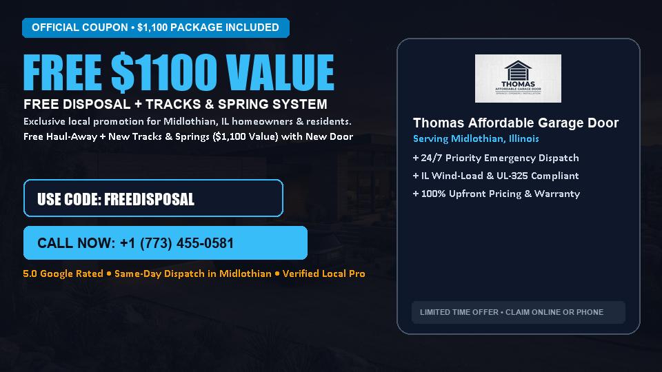 FREE Old Door Haul-Away & Heavy-Duty Tracks in Midlothian, IL - Thomas Affordable Garage Door